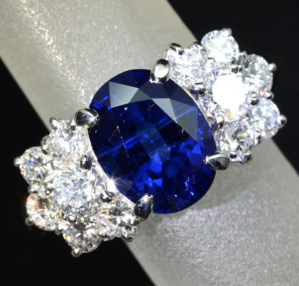 [写真]ブルーサファイア3.196ct ダイヤ計1.17ct プラチナ900 リング【中古】