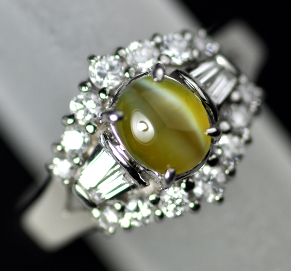 [写真]クリソベリルキャッツアイ1.16ct ダイヤ計0.56ct プラチナ900 リング【買取相場】