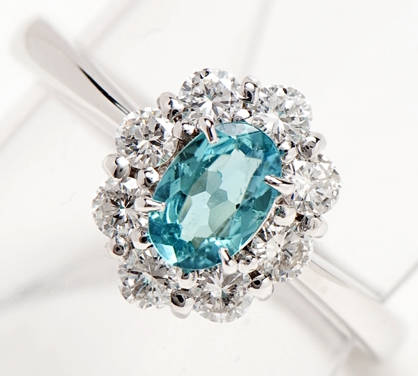 [写真]ブラジル産パライバトルマリン0.394ct ダイヤ計0.50ct プラチナ900 リング【買取相場】