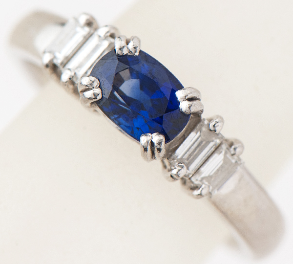 [写真]ブルーサファイア1.00ct ダイヤモンド計0.25ct プラチナ リング【買取相場】