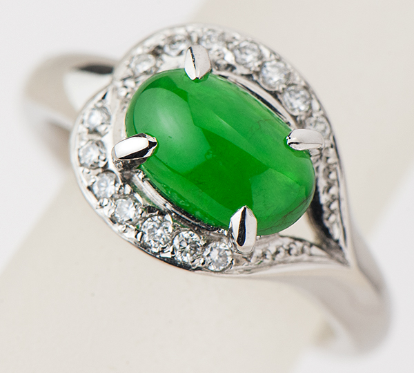 [写真]ジェイダイト（翡翠）1.68ct ダイヤモンド計0.13ct プラチナ ペンダントトップ【買取相場】