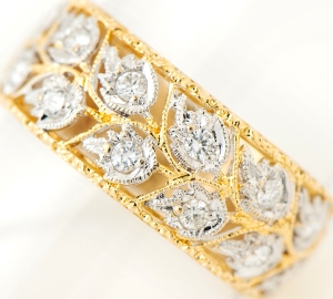 [写真]ボタニカルモチーフ ダイヤモンド計0.27ct リング #12.5 18金【買取相場】