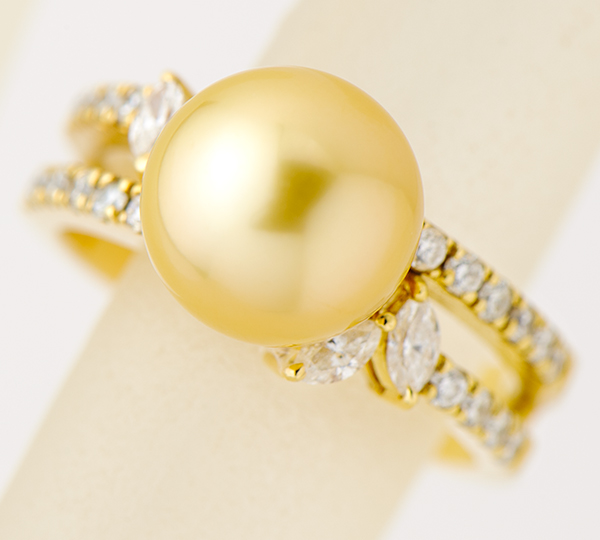 [写真]南洋真珠10.3mm ダイヤモンド計0.63ct 18金 リング【買取相場】