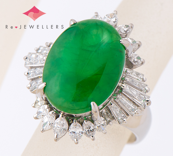 ジェイダイト(翡翠) ダイヤモンド計1.76ct プラチナ900 リング【買取